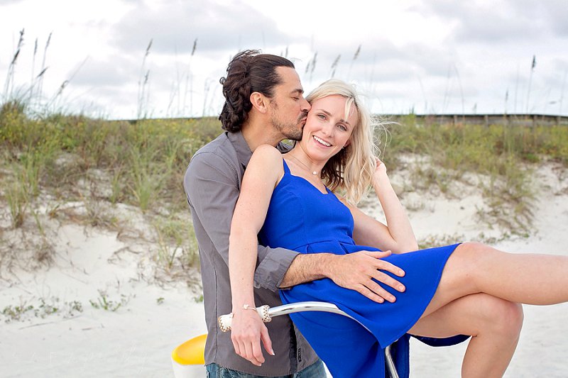 Beach engagement bicycle florida